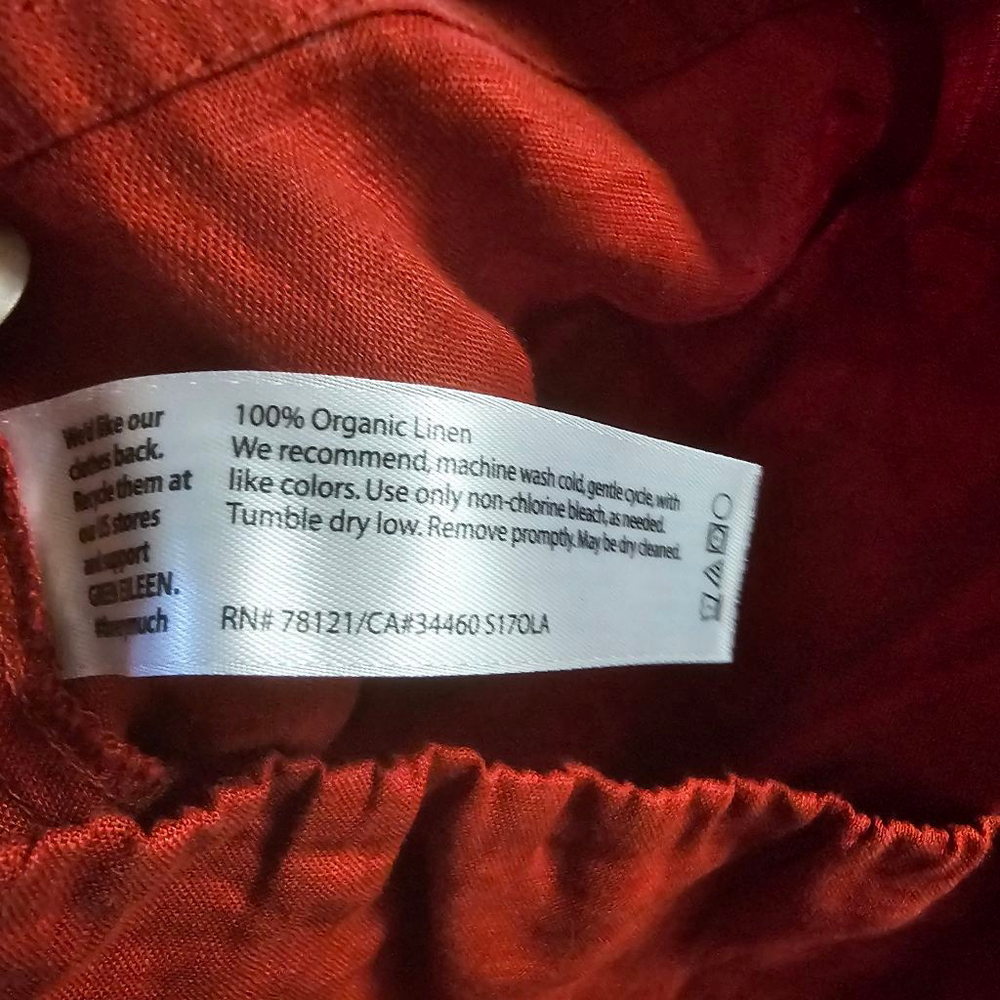 Eileen Fisher Petite Red Organic Linen Wide Leg Pants SP - Picture 8 of 8